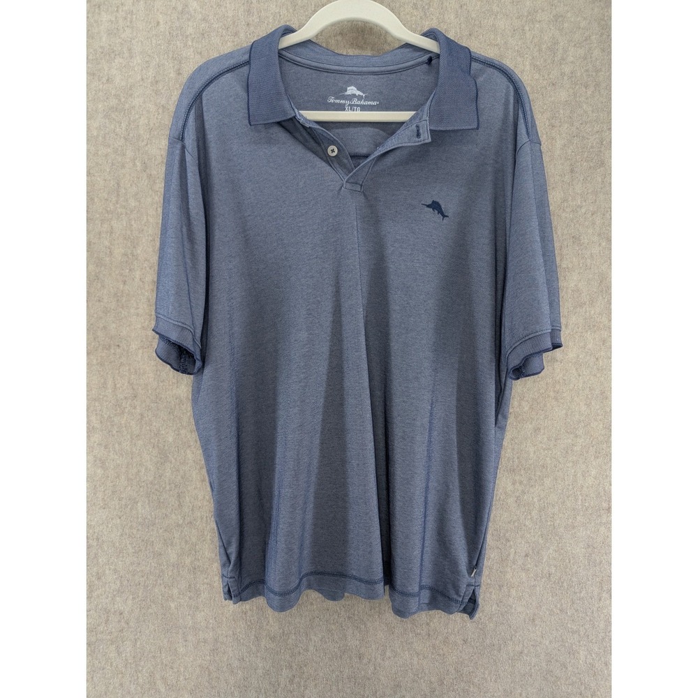 Tommy Bahama Mens XL Blue Heathered Short Sleeve Polo Shirt